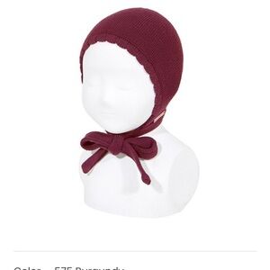 Burgundy Knit Baby Bonnet